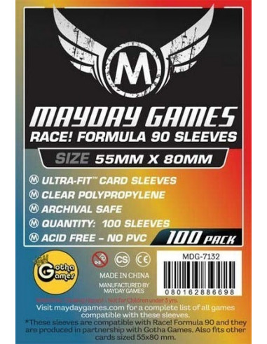 55mm x 80mm: Race! Formula 90 Card Sleeves  (100 stuks)