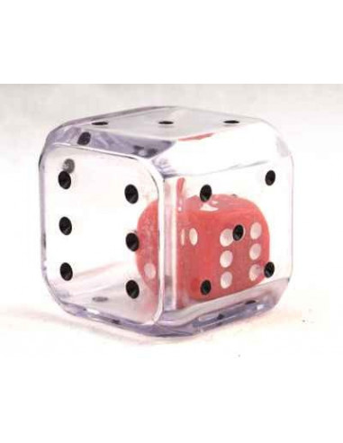 Double dice D6d6 clear/red
