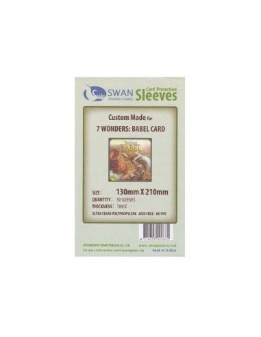 Swan: 130mm x 210mm: Sleeves for 8 Wonders Babel Thick (30)