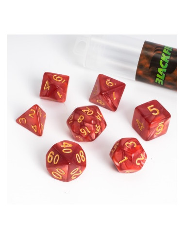 Blackfire Dice - 16mm Role Playing Dice Set - Ruby Red (7 Dice)