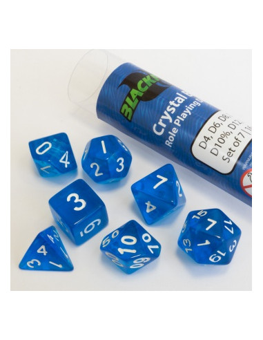 Blackfire Dice - 16mm Role Playing Dice Set - Crystal Blue (7 Dice)