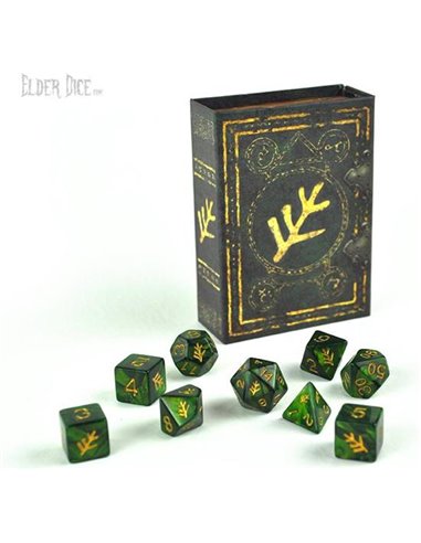 Elder Dice Green Lovecraft Elder Sign Polyhedral Set