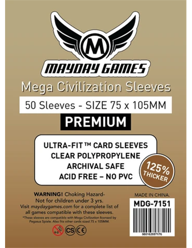 Premium Mega Civilization Sleeves (75 x 105 MM) (pack of 50)