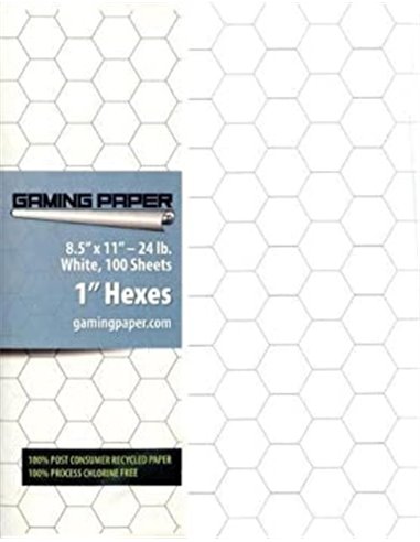Gaming Paper Singles: White 1" Hexagon