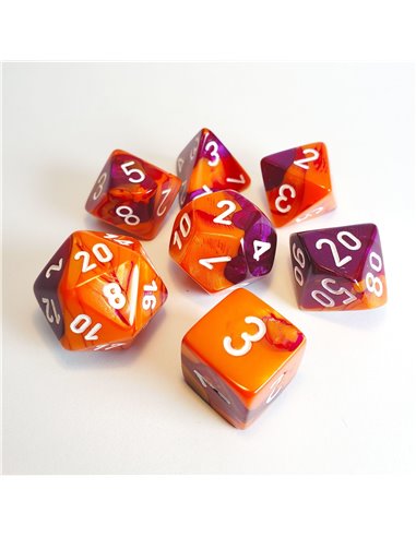 Gemini® Polyhedral Orange-Purple/white 7-Die Set