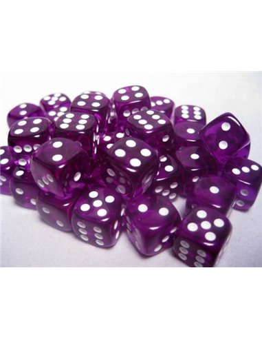 Translucent 12mm d6 Purple/white Dice Block (36 dice)