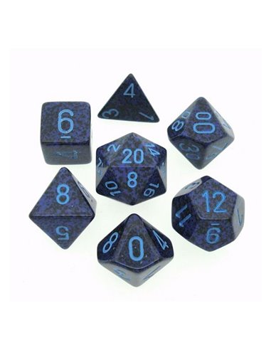 Speckled Polyhedral Cobalt 7-Die Set