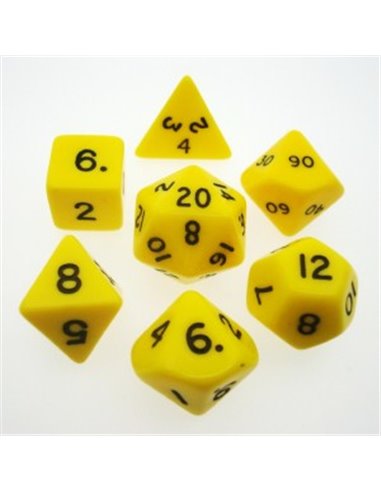 Opaque Polyhedral Yellow/black 7-Die Set