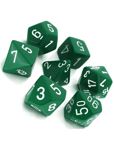 Opaque Polyhedral Green/white 7-Die Set