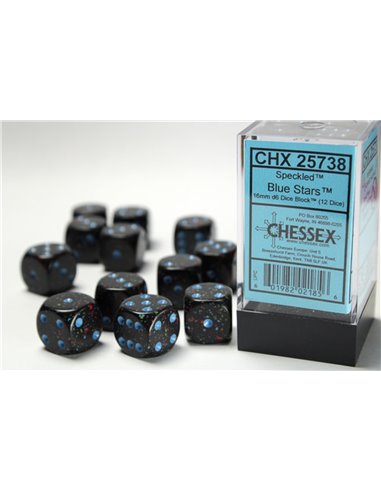 Speckled 16mm d6 Blue Stars Dice Block (12 dice)