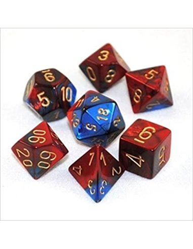 Gemini Polyhedral Blue-red w/gold 7-Die Set