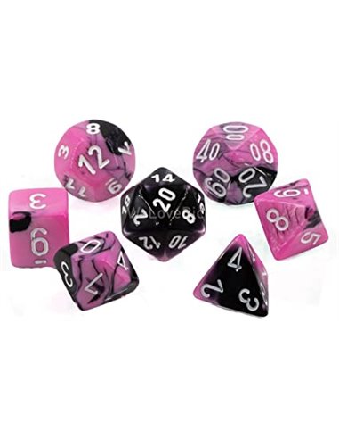 Gemini Polyhedral Black-pink w/white 7-Die Set