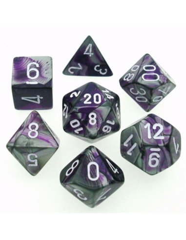 Gemini Polyhedral Purple-steelw/white 7-Die Set