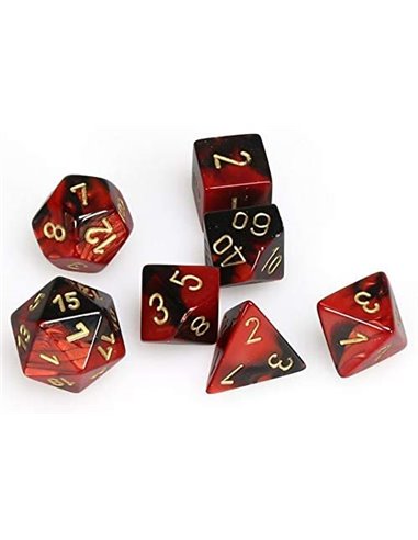 Gemini Polyhedral Black-red w/gold 7-Die Set