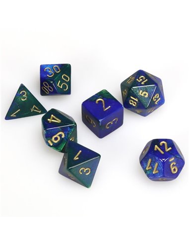 Gemini Polyhedral Blue-Green w/gold 7-Die Set