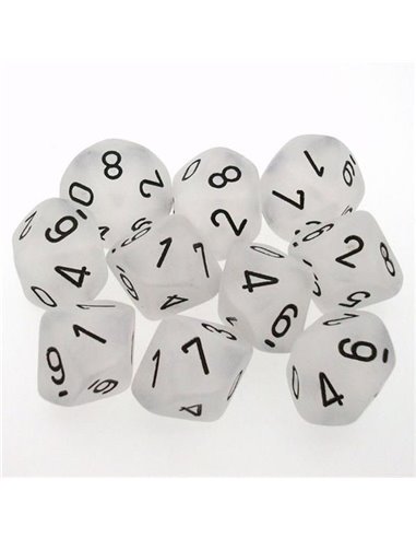 Frosted Clear/black Set of Ten d10's