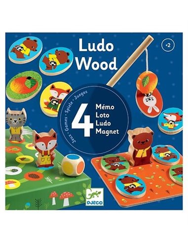 Djeco WOODEN EDUCATIVE GAME - Ludo Wood - 4 games
