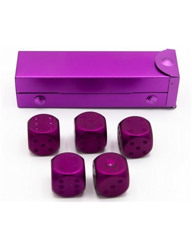 Purple Set of 5 Metal D6 pipped with Metal Container