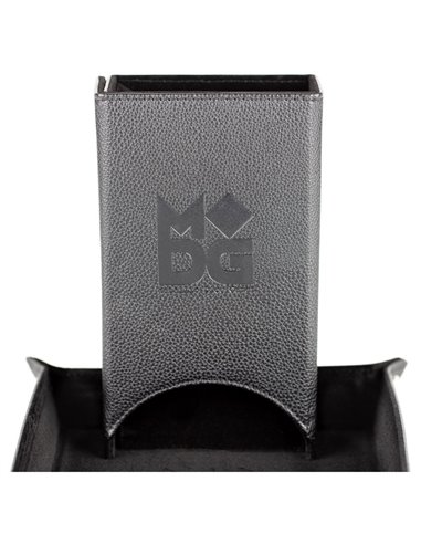 Fold  Up Leather Dice Tower Black 