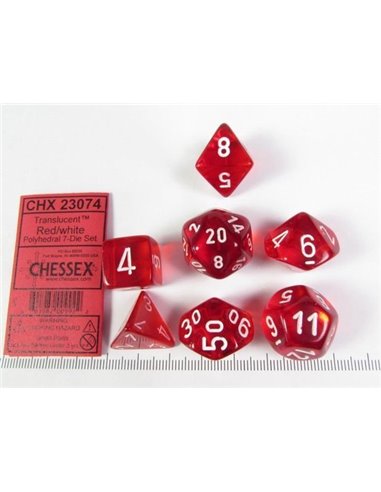 Chessex Translucent Polyhedral Red/white 7-Die Set