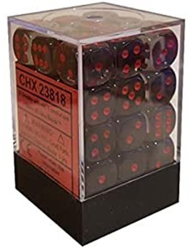Chessex Translucent 12mm d6 Smoke/red Dice Block (36 dice)