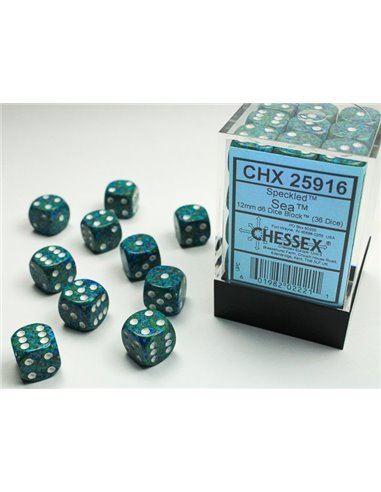 Chessex Speckled 12mm d6 Sea Dice Block (36 dice)