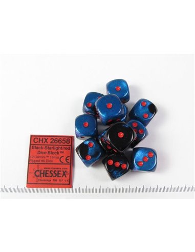 Chessex Gemini Polyhedral Black Starlight w/Red Dice Block (12 Dice)