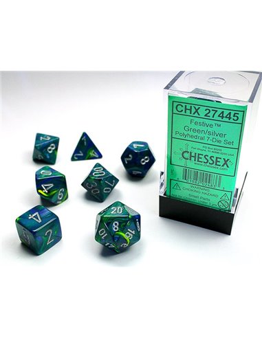 Chessex Festive Polyhedral Green/silver 7-Die Set