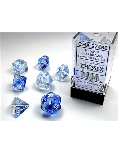 Chessex Nebula Polyhedral Dark Blue/white 7-Die Set