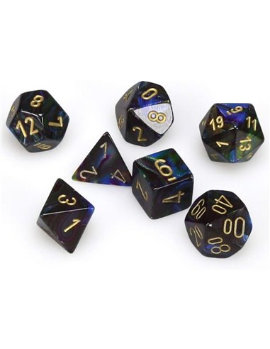 Chessex Lustrous Polyhedral Shadow/gold 7-Die Set 