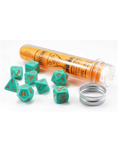Chessex Heavy Dice Turquoise/Orange 8 die Polyhedral Sets