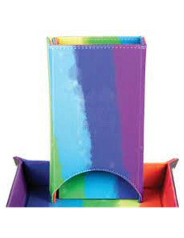 Fold  Up Velvet Dice  Tower  Watercolor Rainbow 