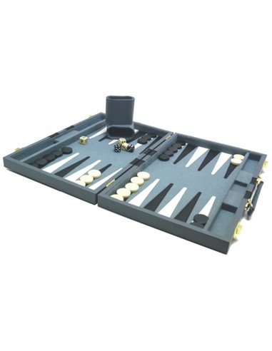 Backgammonkoffer 38 cm Grijs/wit/zwart