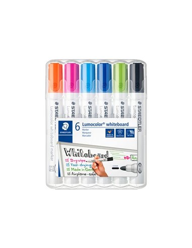 Etui whiteboard markers (6) (oranje, roze, lichtblauw, blauw, groen, zwart)