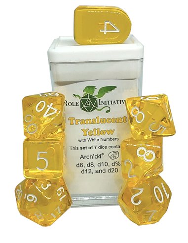 Polyhydral Diceset - 7 Dice: Translucent Clear Yellow