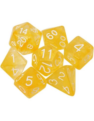 Polyhydral Diceset - 7 Dice: Diffusion Honey Lemon