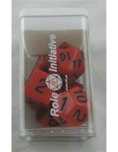 Polyhydral Diceset - 7 Dice: Opaque Red With Black Numbers