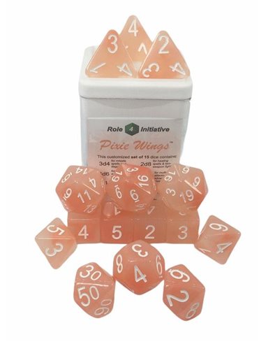 Polyhydral Diceset - 15 Dice: Pixie Wings