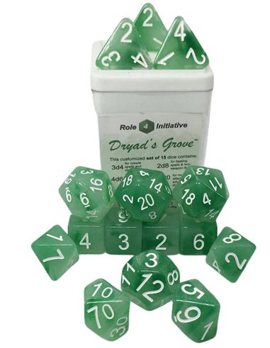 Polyhydral Diceset - 15 Dice: Dryad's Grove