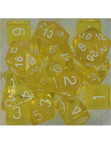 Polyhydral Diceset - 15 Dice: Translucent Yellow