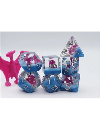 Polyhedral Dice Set Pink Pterodactyl (7) 