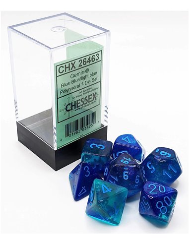 Gemini blue-blue/light blue polyhedral 7-die set