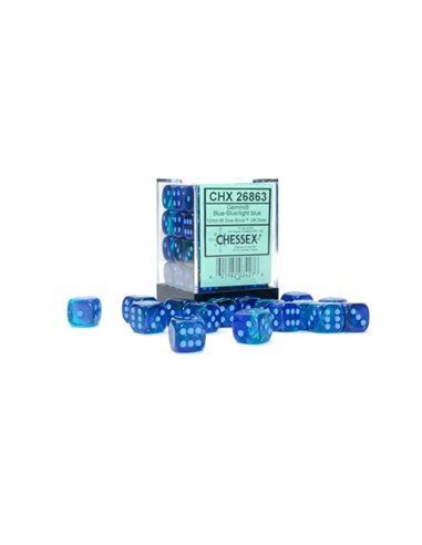 Gemini blue-blue/light blue 12mm d6 dice block (36 dice)