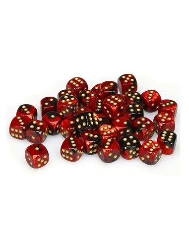 Gemini black-red/gold 12mm d6 dice block (36 dice)