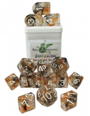 Set of 15 Polyhedral Dice w/Arch D4 Diffusion Volcanic Blast